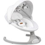 MoMi LAMI Babywippe für Kinder bis 9 kg, klappbar, mit Fernbedienung & Bluetooth zum Verbinden mit Smartphone, Batterie- oder Stromanschluss, mit 5-Punkt-Sicherheitsgurt, Sonnenschutz, Insektennetz