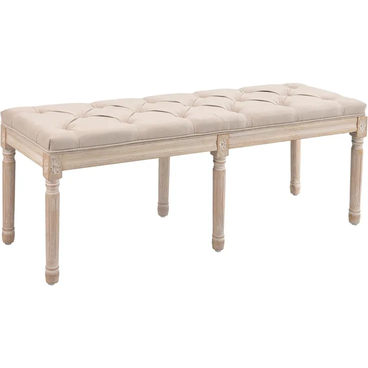 HOMCOM Polsterbank Schlafzimmerbank mit Knöpfen (Sitzbank, 1-St, Bettbank), Beige 117 x 40 x 48 cm