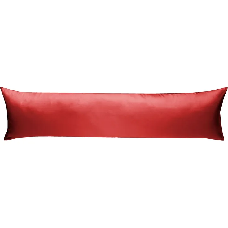 Mako Satin Seitenschläferkissen Bezug uni / einfarbig rot 40x200 cm