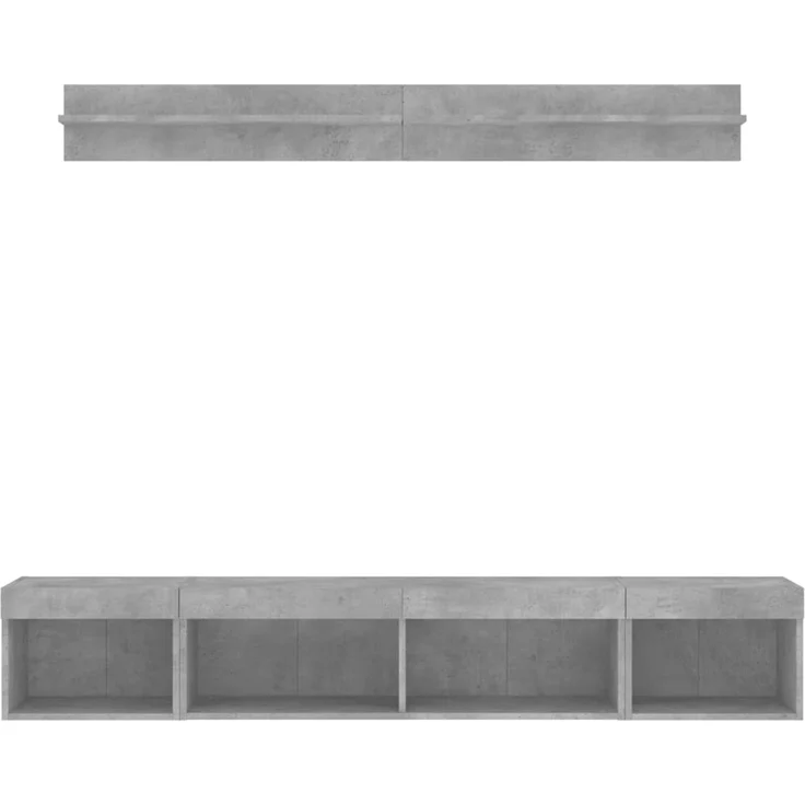 vidaXL 5-tlg. Wohnwand mit LED-Beleuchtung Betongrau Holzwerkstoff 3216685 – Bild 5