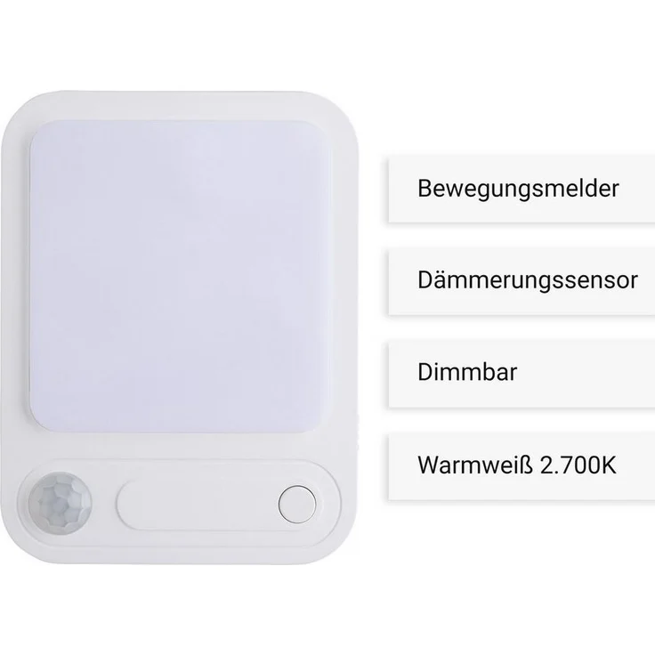 SEBSON LED Steckdosenleuchte Steckdosenlampe 2er - Bewegungsmelder Lichtsensor Dimmbar Einstellbar, LED integriert, warmweiß, Ein- und Ausschalter, Infrarot Sensor, Dämmerungssensor, 91x69x14mm – Bild 2