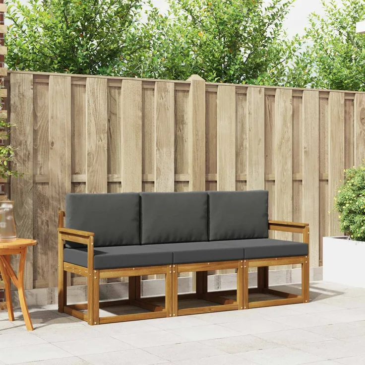 vidaXL Outdoor-Sofagarnitur 3 stk. 3-Sitzer Natur und Anthrazit 3365930