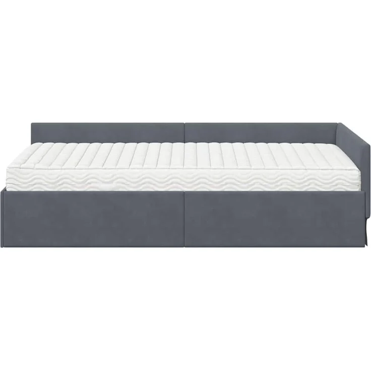 vidaXL Eckbettgestell mit Matratze Sonstiges 2 pcs Grau Samt 3393625 – Bild 5