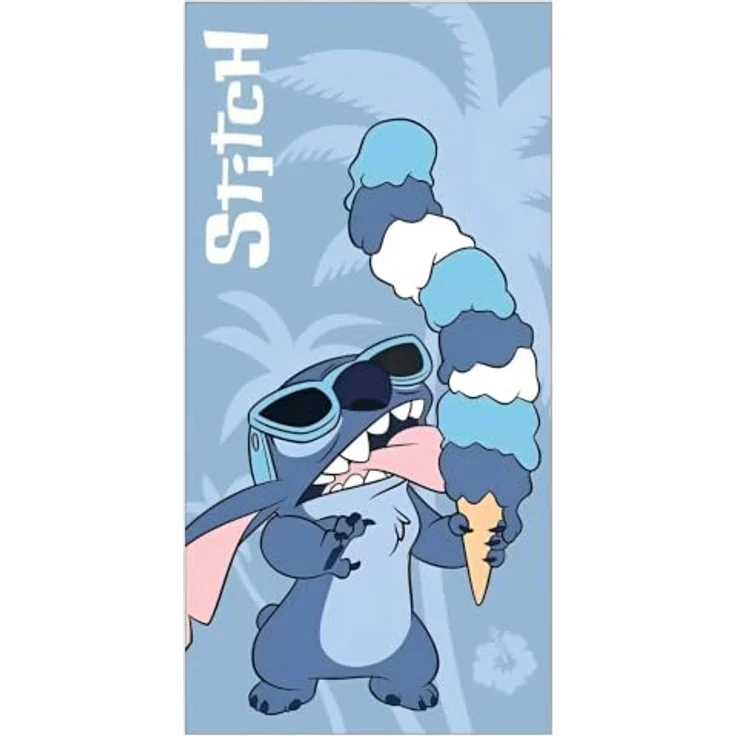 Lilo & Stitch Badetuch, Disney Lilo und Stitch Ice Cream Strandtuch 70x140cm, schnelltrocknend aus 100% Polyester, leicht und pflegeleicht – Bild 1