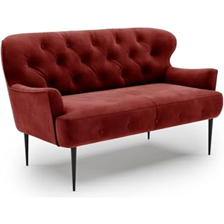 CAVADORE 2-Sitzer Küchensofa Amba, Trendige Sitzbank für Küche oder Esszimmer / 153 x 97 x 87 / Hochwertiges Mikrofaser: Rot – Bild 2