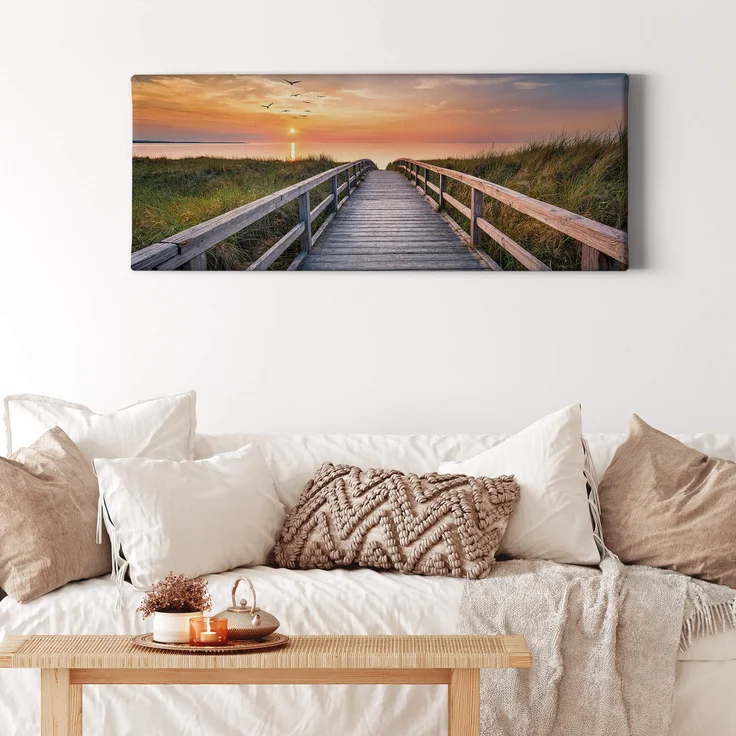 Leinwandbild Dünen Grün Orange 100x40 DD123212 Keilrahmenbild Wandbild Leinwand – Bild 2