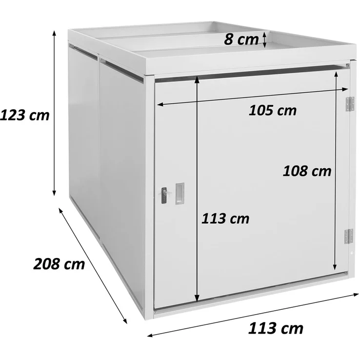 Mendler 2er-Fahrradgarage mit Pflanzkasten HWC-L56b, abschließbar verzinkter Stahl Anthrazit, 125 x 113 x 208cm – Bild 3