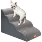 Nepfaivy Hundetreppe für Kleine Hunde 4-Stufig, Haustiertreppe für Bett und Sofa aus Hochdichtem Schwamm, Hunde Treppe Hunderampe mit Abnehmbarem, Waschbarem Bezug und Rutschfestem Boden, 75 x 50 x 40 cm