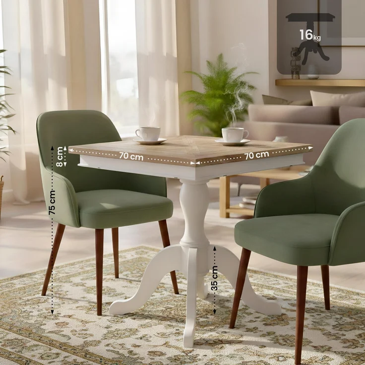 CLP Couchtisch Grasby quadratisch 70 x 70 cm Holz Shabby Chic rustikal kompakt,natura/weiß – Bild 2