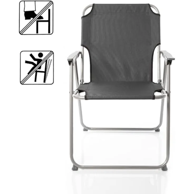 BigDean 2X Klappstuhl Faltstuhl Angelstuhl – Anthrazit/Grau robust klappbar bis 120kg belastbar - klassischer Gartenstuhl für Garten & Camping - Campingstuhl faltbar – Bild 6