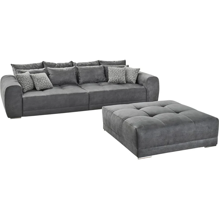 XXL-Hocker 120x120 cm für Big-Sofa Federkern Polstersitz in Mikrofaserstoff Grau – Bild 5