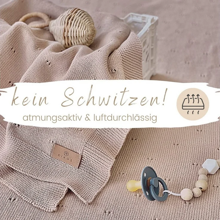 Babydecke DIKOS® Babydecke aus *100%* Bio Baumwolle, Strickdecke, Geschenk, DIKOS, PREMIUM Qualität, 75x100 cm, atmungsaktiv, nachhaltig, kuschelweich – Bild 3