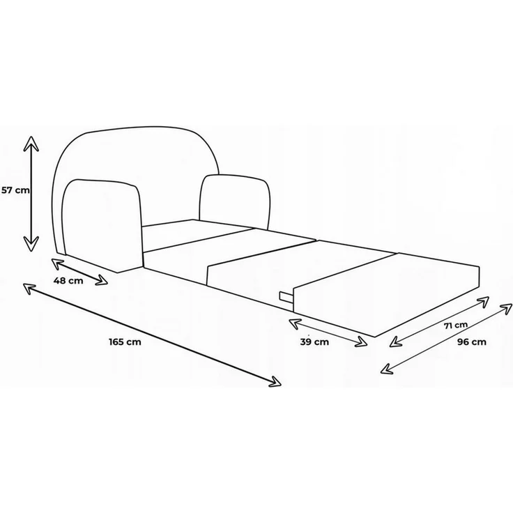 FORTISLINE Kindersofa Kindersofa aus Teddy-Stoff mit Verlängerung - Klappsofa, Spielsofa, ausklappbar – Bild 3