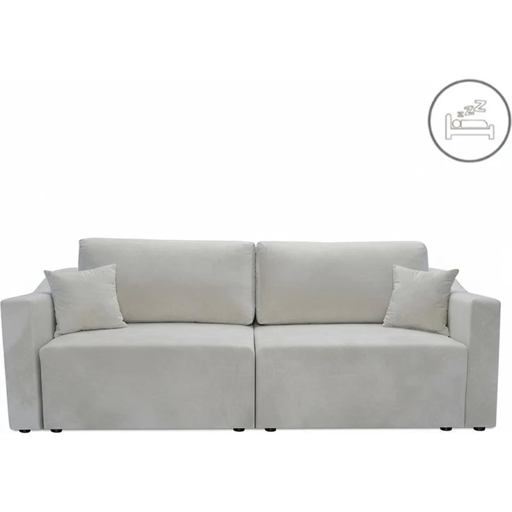 Wohnero24 Schlafsofa MONELLA 234x100 cm – modernes Sofa mit Schlaffunktion 154x200 cm & Bettkasten, RIVIERA Veloursstoff in Hellgrau – Bild 3