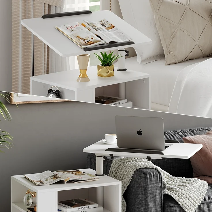 Nachttisch Bora Weiß 60 x 69 cm mit 2 Schubladen Vicco – Bild 5