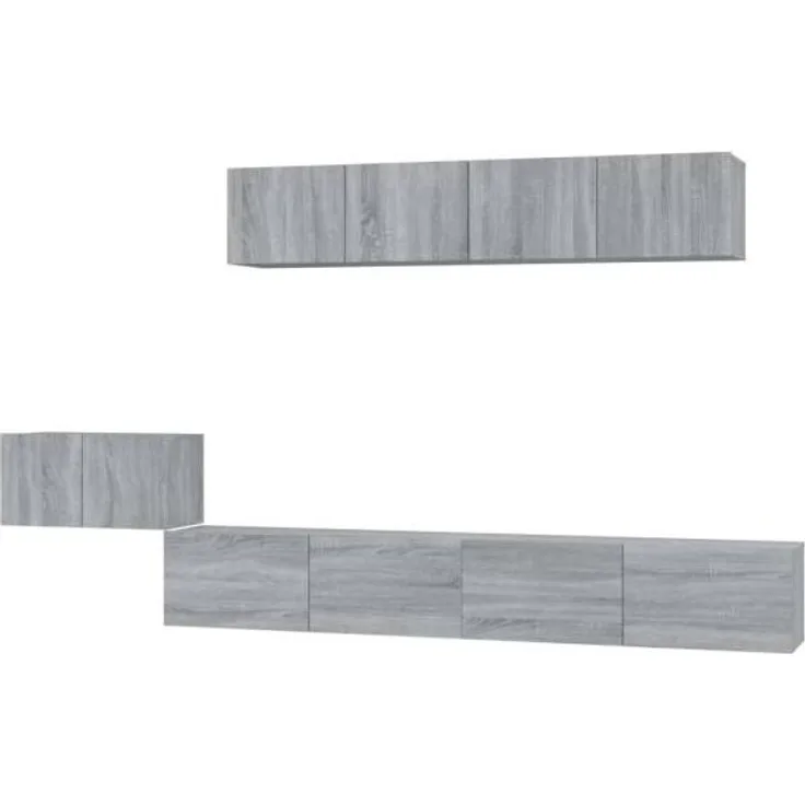 5-tlg. TV-Schrank-Set Grau Sonoma Holzwerkstoff [3114436]