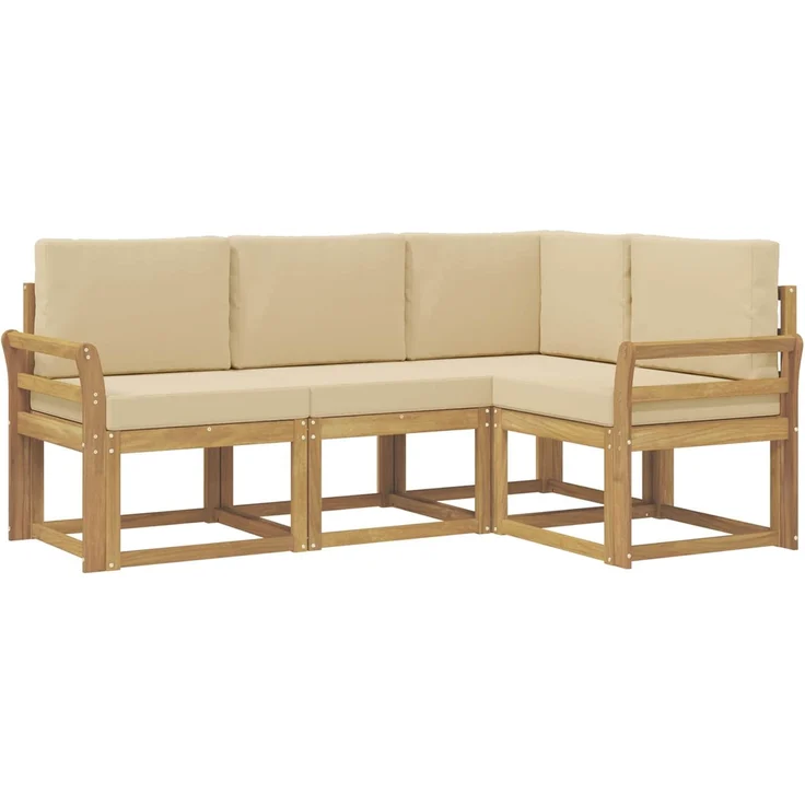 vidaXL Outdoor-Sofagarnitur 4 stk. 4-Sitzer Weiß und Beige 3387562 – Bild 2