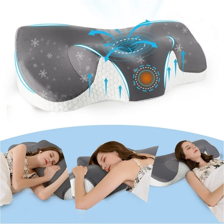 Esun Nackenstützkissen Nackenstützkissen, Kopfkissen Memory Foam, Kissen Seitenschläferkissen, Füllung: Memory Foam, Seitenschlafer, Rückenschlafer, Bauchschlafer, Set, Kissen vom OEKO-TEX® und CertiPUR Getestet, für Seiten Rücken & Bauchschläfer, Nack... – Bild 5