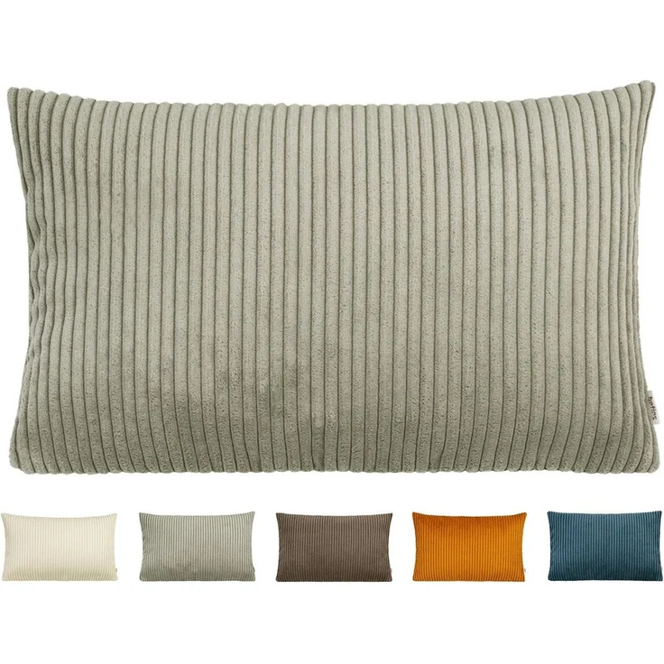 beties Kissenbezug HYggelig No. 2, (1 Stück), Samt-Breit-Cord Deko-Kissenhülle ca. 30x50 cm taupe-grau – Bild 5