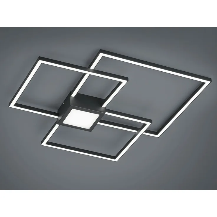 LED-Deckenleuchte Hydra, Metall, Grau, Schwarz, 66 x 7 x 66 cm