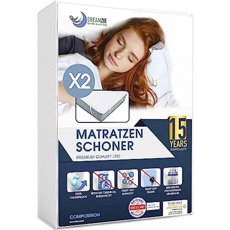 Dreamzie Matratzenschoner 90x190 cm Wasserdicht (2er-Set) Oeko-TEX Zertifiziert - Atmungsaktive Matratzenauflage Kinder – Bild 2