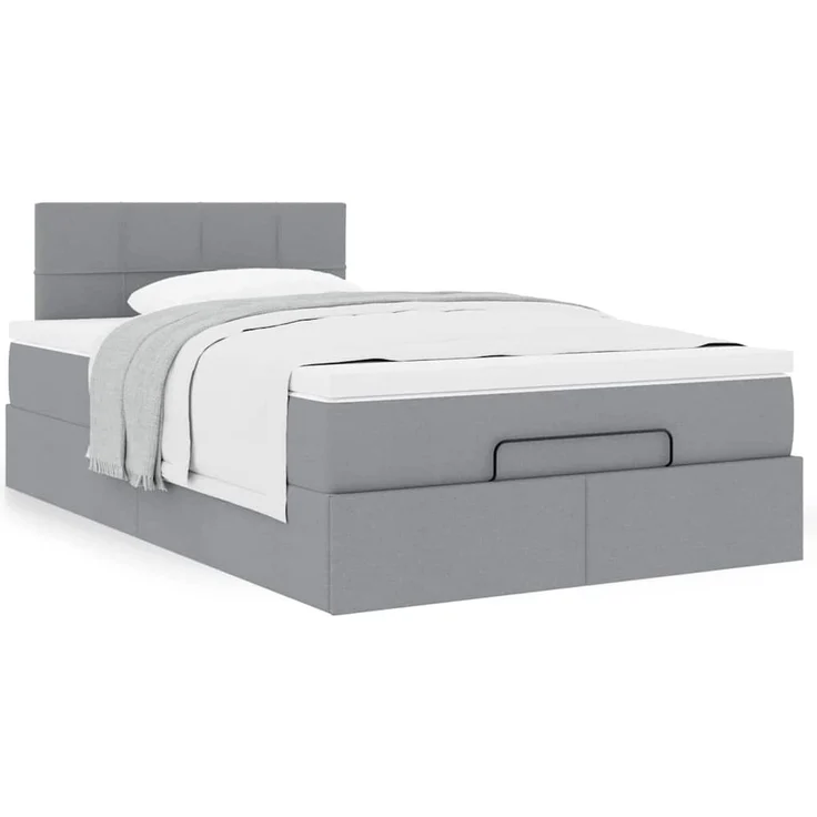 vidaXL Ottoman-Bett mit Matratze Hellgrau 120x200 cm Stoff 3311449 – Bild 12