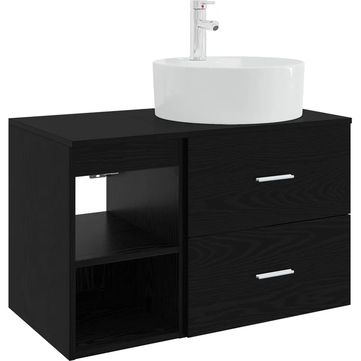 vidaXL Badezimmerschrank-Set 2 stk. Schwarz Eichen-Optik 3403905 – Bild 2