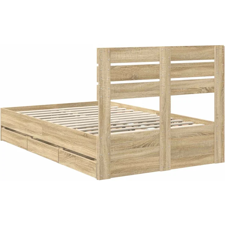 vidaXL Bettrahmen Sonoma-Eiche 120 x 190 cm Ingenieurs Holz 3411520 – Bild 10