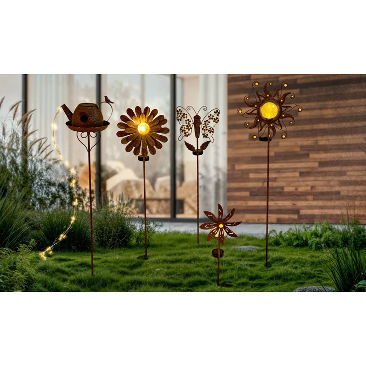Ambia Garden Solarleuchte, Metall rost, 7.5 x 91 x 31.5 cm, mit Schalter und Akku – Bild 5