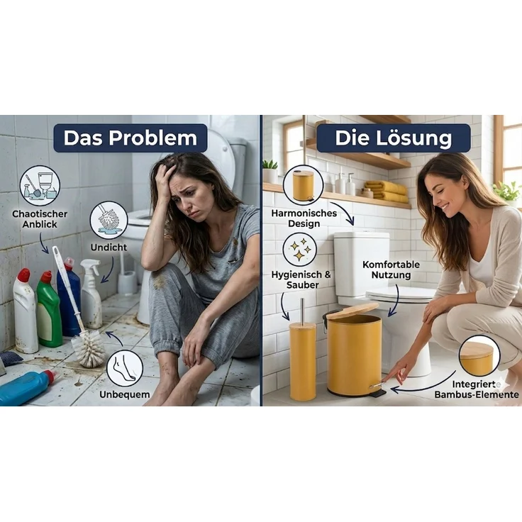 LikeKa Badaccessoire-Set 2 teilig Toilettenbürste und Kosmetikeimer matt mit Absenkautomatik – Bild 3
