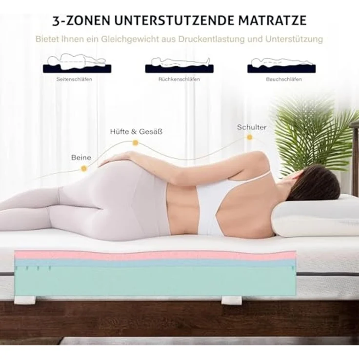 EGO HOME Matratze 180x200 cm H3 18 cm – Gel Memory Foam Kaltschaummatratze, Orthopädisch & Atmungsaktiv, Öko-Tex Zertifiziert, für Erholsamen Schlaf, Punktelastisch, Rückenschoner,Erholsamen Schlaf – Bild 5