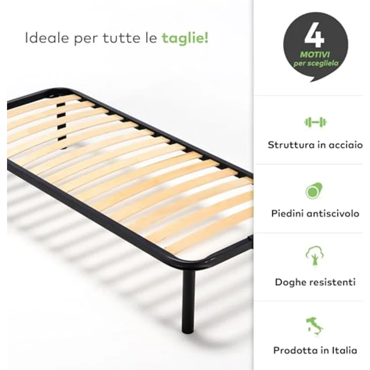 EVERGREENWEB - Bett Lattenrost 90x180 Einzelbett Höhe 35 cm Orthopädisches Extra Komfort Leisten Holz mit 4 Abnehmbar Füße, Verstärkte Rahmen aus Stahl Bettgestell geeignet für alle Betten & Matratzen – Bild 5