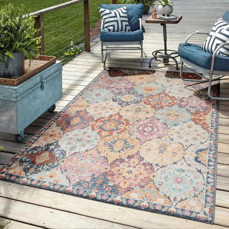 Mia's Teppiche Bliss robuster Outdoor Teppich, modernes Design, Wetterfest & UV-beständig, für Balkon, Terrasse und Wintergarten Aber auch für Küche oder Esszimmer geeignet in Multi Farben, 200 x 290