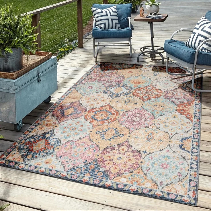 Mia's Teppiche Bliss robuster Outdoor Teppich, modernes Design, Wetterfest & UV-beständig, für Balkon, Terrasse und Wintergarten Aber auch für Küche oder Esszimmer geeignet in Multi Farben, 200 x 290