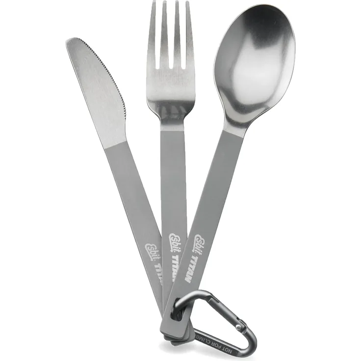 Esbit Besteck-Set Esbit Titan Besteck-Set 3-tlg. mit Karabiner und Tasche