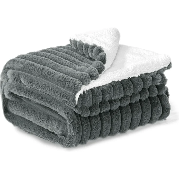 BEDELITE warme Decke Sherpa Kuscheldecke Flauschig Grau 125x150 | dicke Deko Fleecedecke, Cord Überwurf für Wohnzimmer und Schlafzimmer, weiche Wohndecke, Tagesdecke, das ideale Geschenk