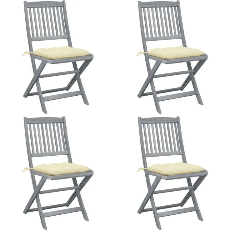 vidaXL Klappbare Gartenstühle 4 Stk. mit Kissen Massivholz Akazie 3064580