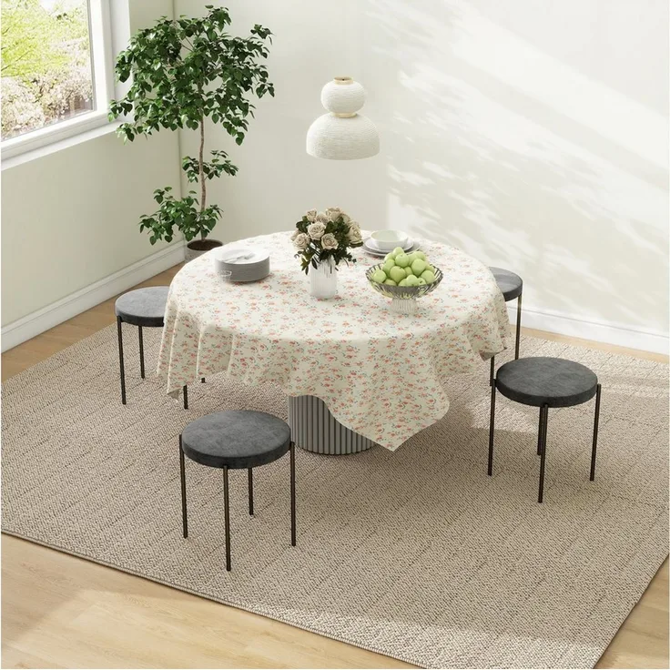 HOMCOM Esszimmerstuhl Stapelhocker Polsterhocker aus Metall Wohnzimmer (Hocker, 4 St), für Wohnzimmer, Esszimmer, Dunkelgrau