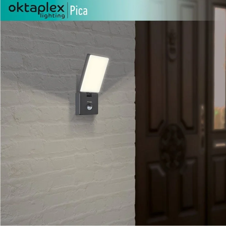 Oktaplex lighting LED Außen-Wandleuchte LED Außenlampe mit Bewegungsmelder schwenkbaren Leuchtkopf 800lm IP65, Bewegungsmelder, LED fest integriert, Warmweiß, flexible Außenlampe IP65 Leuchte 10W 800lm anthrazit – Bild 3