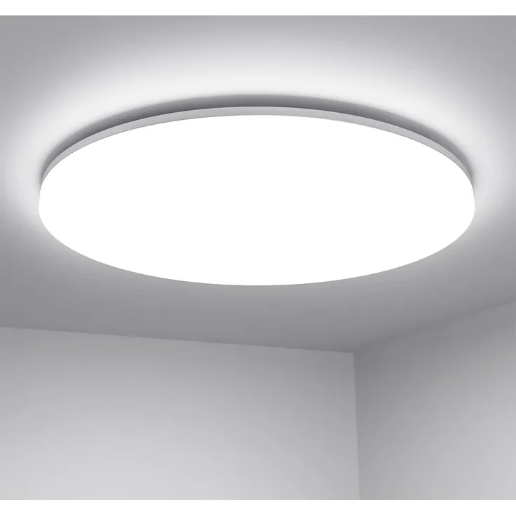 Lepro 24W LED Deckenlampe, LED Deckenleuchte IP54 Wasserfest, 5000K 2400LM Badezimmer Lampe, Rund Badlampe Decke, ideal für Bad Schlafzimmer Flur Küche Wohnzimmer , Kaltweiß, Ø28cm [Energieklasse F]