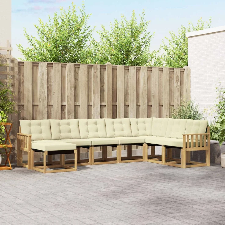vidaXL Outdoor-Sofagarnitur 8 stk. Weiß und Creme 3389760 – Bild 1