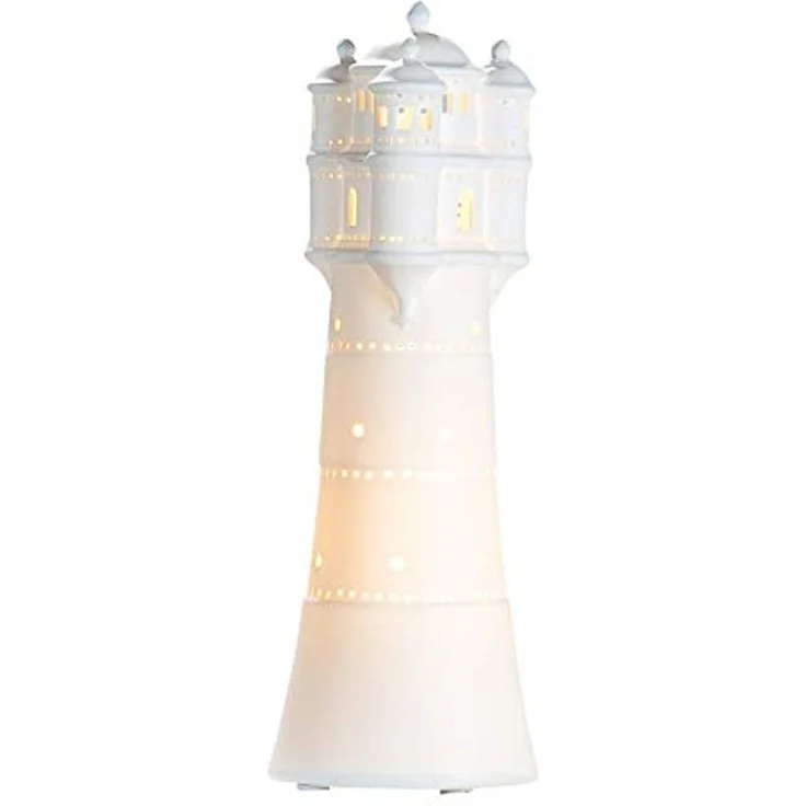 GILDE Deko Lampe Tischlampe Leuchtturm - aus Porzellan maritime Deko H 35 cm – Bild 1