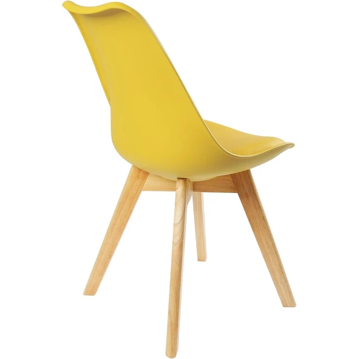 WOLTU Esszimmerstühle 8er Set, Skandinavische Küchenstühle, Wohnzimmerstuhl, Retro Design, Sitzfläche aus Kunstleder, Polsterstuhl Lehnstuhl,Massivholz Beine, Gelb EZS69gb-8 – Bild 6