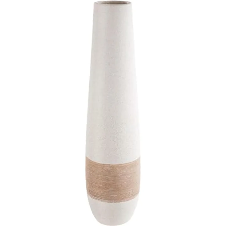 Gilde Deko große Vase XL, Keramik Bodenvase in Braun Creme, Höhe 46 cm