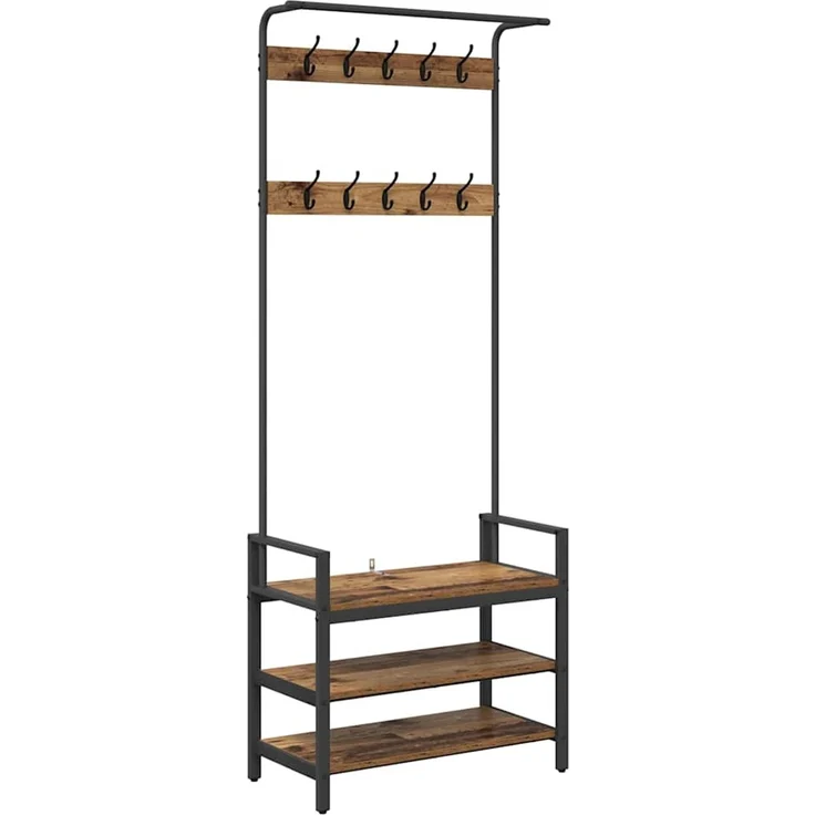 vidaXL Garderobenständer 75 x 34 x 184 cm Altholz Holzwerkstoff 879957 – Bild 2