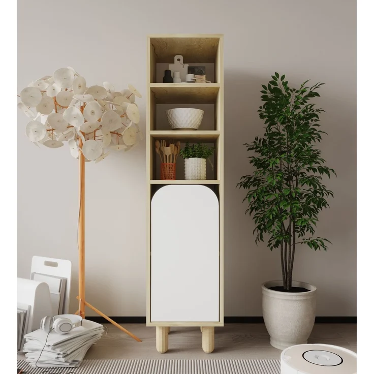 Skye Decor 'Parma 1 - Sapphire Oak, White' Mehrzweckschrank, Saphir-Eiche / Weiß, 37 x 155 x 40 cm – Bild 1