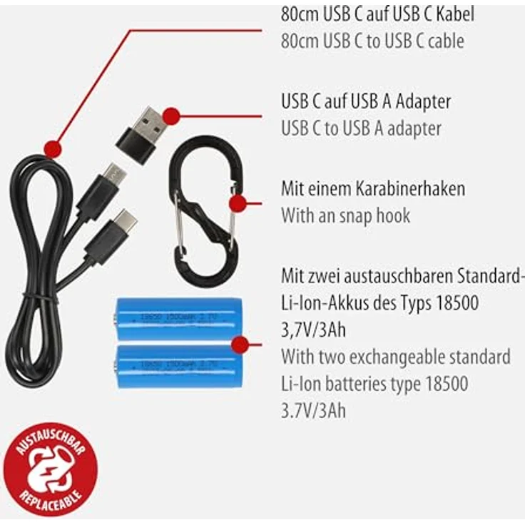 Brennenstuhl Akku LED Outdoor Leuchte OLI 400 AS, IP54 Campinglampe mit 450lm, 70h Leuchtdauer, dimmbar, 2 austauschbare Akkus, Powerbank, USB C Ladekabel – Bild 5