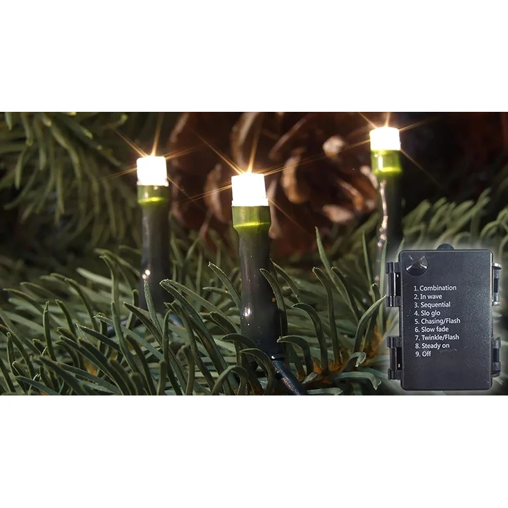 FHS LED-Batterie-Minikette außen 144er warmweiß, IP44 6/18 h Timer, Batterien 3 x AA – Bild 2