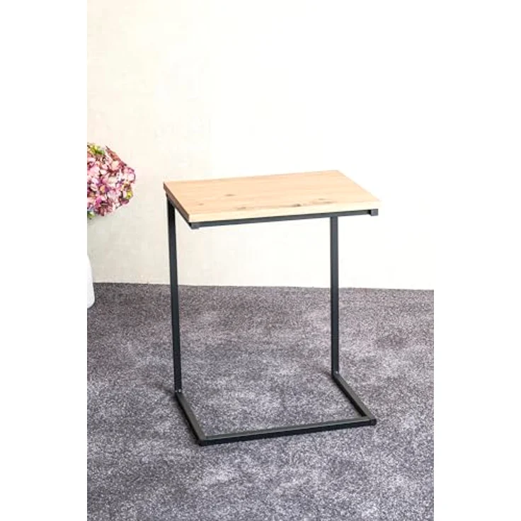 XXXL Beistelltisch, rechteckig, Schwarz aus Eiche und Metall, 30x50x40 cm, ideal für Wohnzimmer – Bild 2