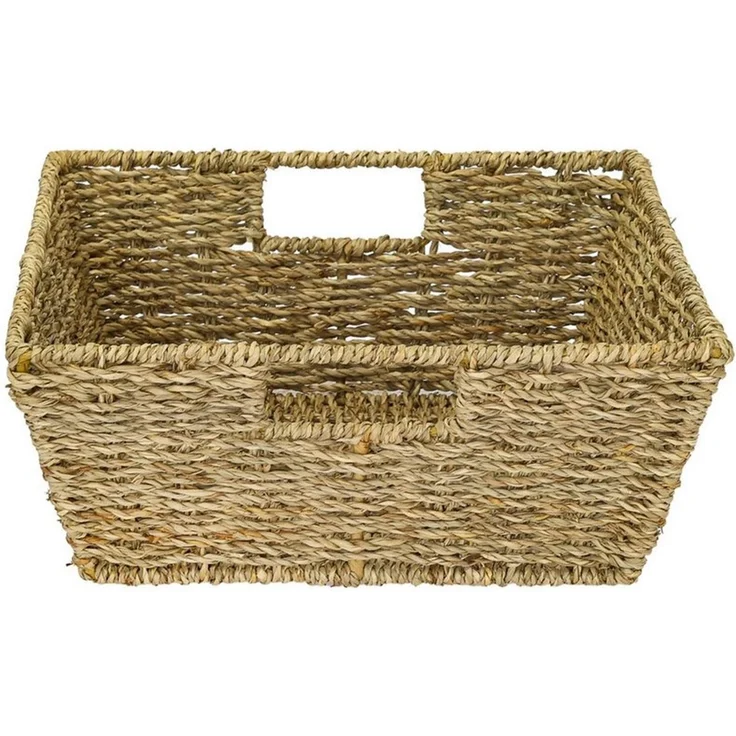 HMF Aufbewahrungskorb Geschenkkorb leer, Aufbewahrungskorb, geflochten aus Seegras, Rechteckig, 30 x 30 x 12 cm – Bild 2